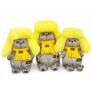 Игрушка Кот Басик в желтой меховой шапке