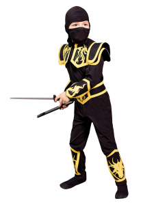 Ниндзя (лонгслив, брюки, жилетка, пояс, наручи, накладки на ноги, маска, меч)