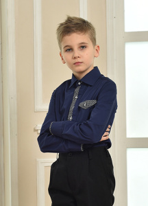 Сорочка приталенная с контр. отделкой 