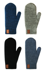 Варежки двойные с кожаным декором